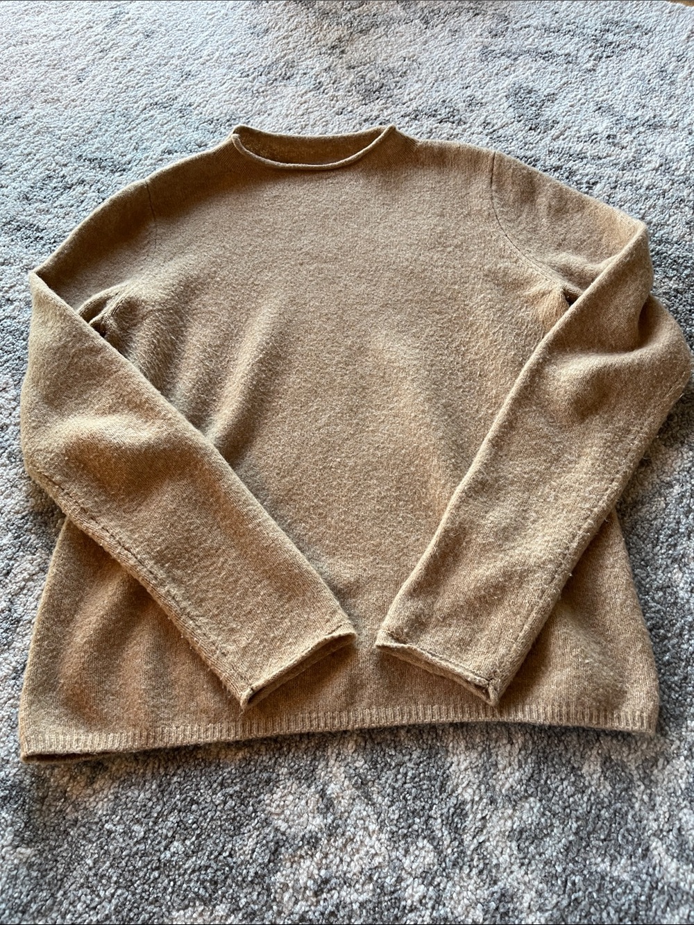 Mango Women's Crewneck Sweater in Camel Brown